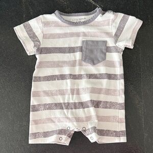 Little Bipsy Gray and White Striped Romper